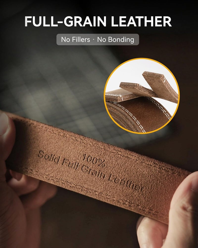 CHAOREN Full Grain Leather Belt for Men, Work Belts for Men Heavy Duty, Daily Wear for Jeans Pants - Image 2