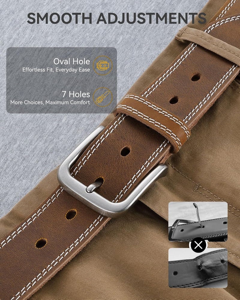 CHAOREN Full Grain Leather Belt for Men, Work Belts for Men Heavy Duty, Daily Wear for Jeans Pants - Image 3