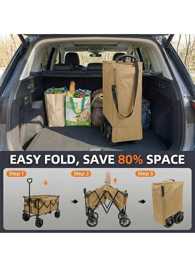 Egardenkart عربة قابلة للطي - 150 كجم | عربة ثقيلة للتسوق، التخييم، الشاطئ، النزهات | عربة تسوق بمقبض قابل للتعديل وعجلات 360° | عربة تخييم متعددة الاستخدامات - Image 4