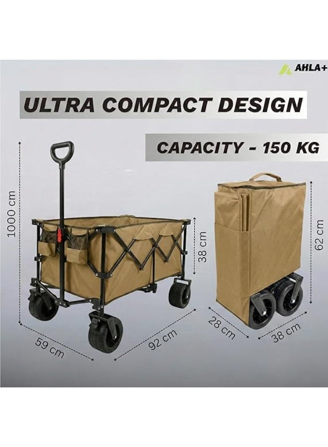 Egardenkart عربة قابلة للطي - 150 كجم | عربة ثقيلة للتسوق، التخييم، الشاطئ، النزهات | عربة تسوق بمقبض قابل للتعديل وعجلات 360° | عربة تخييم متعددة الاستخدامات - Image 5