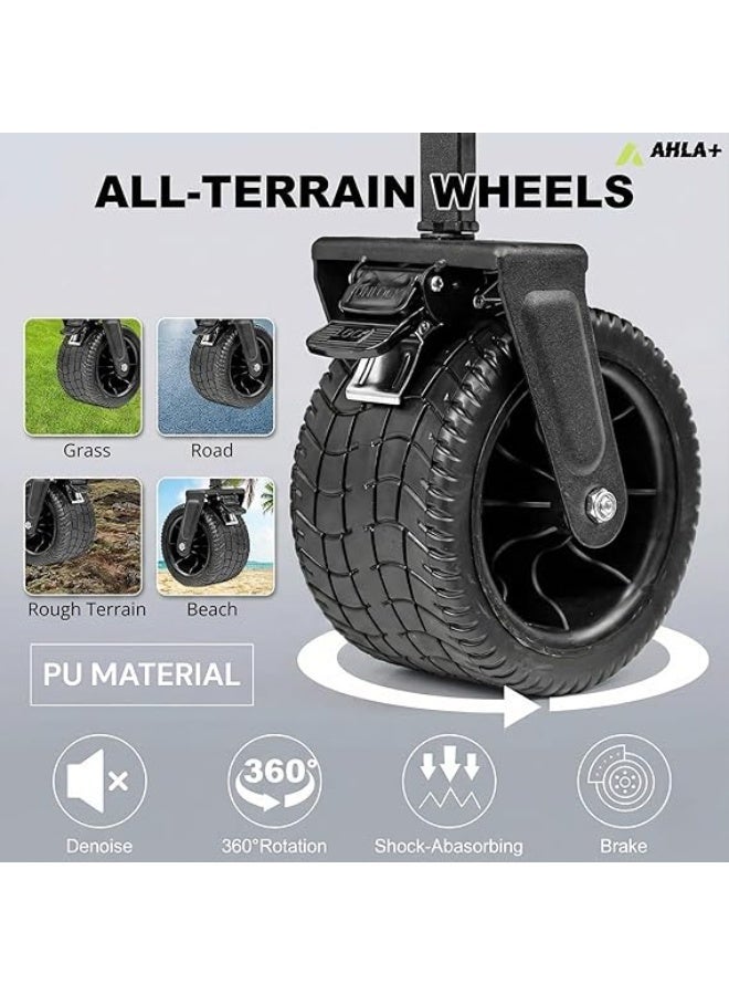 Egardenkart عربة قابلة للطي - 150 كجم | عربة ثقيلة للتسوق، التخييم، الشاطئ، النزهات | عربة تسوق بمقبض قابل للتعديل وعجلات 360° | عربة تخييم متعددة الاستخدامات - Image 3