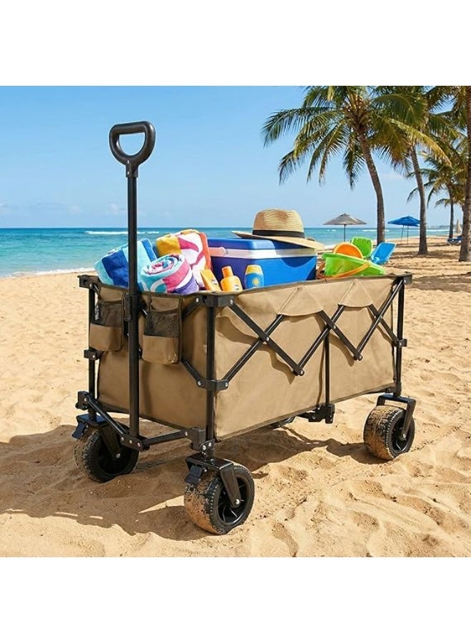 Egardenkart عربة قابلة للطي - 150 كجم | عربة ثقيلة للتسوق، التخييم، الشاطئ، النزهات | عربة تسوق بمقبض قابل للتعديل وعجلات 360° | عربة تخييم متعددة الاستخدامات - Image 2