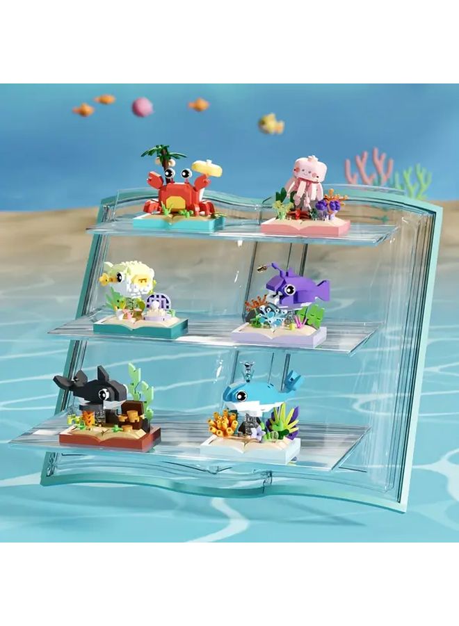 3 Tier Clear Plastic Ocean Toy Construction Set with Marine Life K422 Globefish - Image 2
