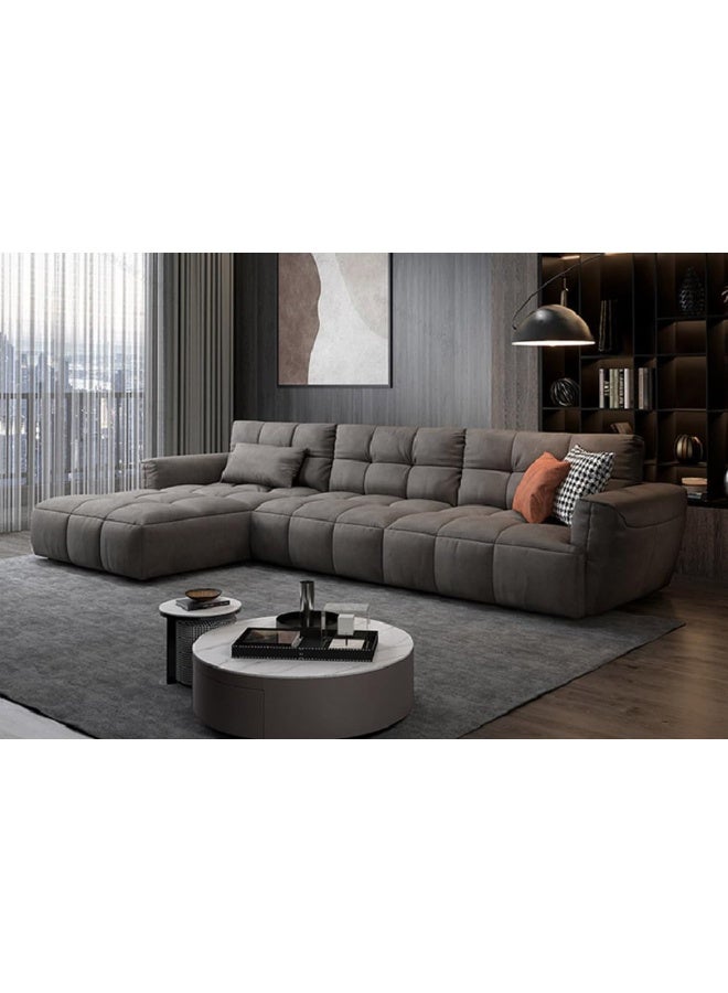 Poppins Home Opulent Italian Nordic L Shape Sofa  Luxurious Fabric and Ultimate Comfort (Coffe Brown, Right Chaise)  - Image 1