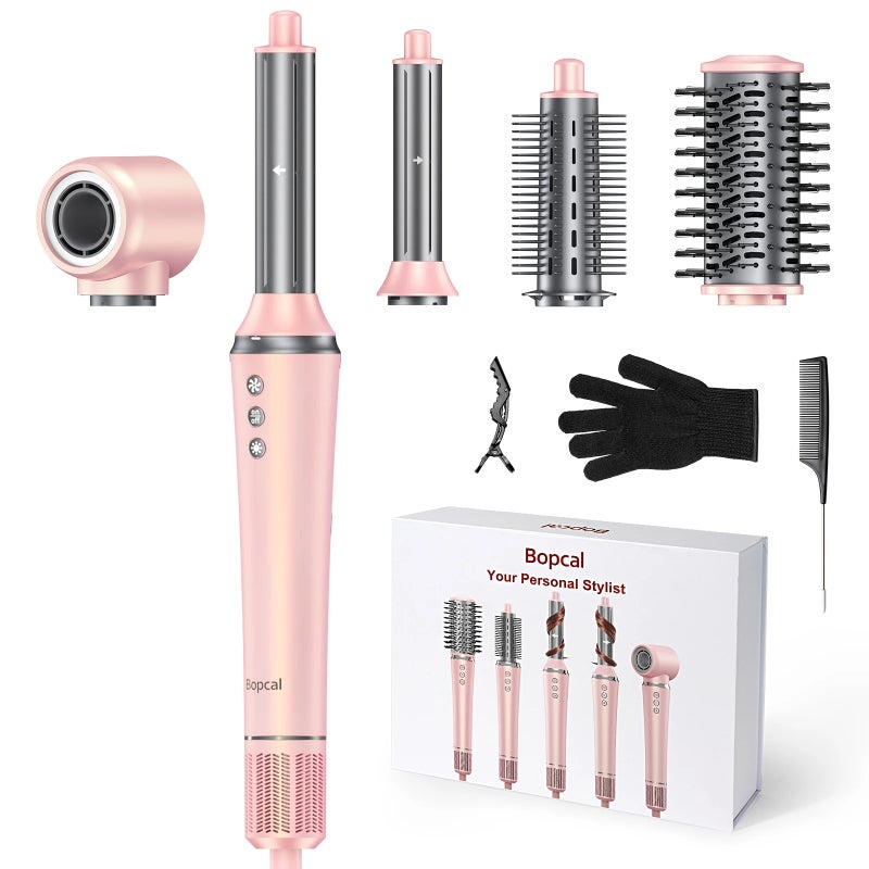 بوبكال جهاز تصفيف شعر متعدد Bopcal 5 In 1 Hair Dryer Hot Air Comb Electric Curling Iron 1200W High Speed Blower Multifunctional Styling Tools Hairdryer - Image 1