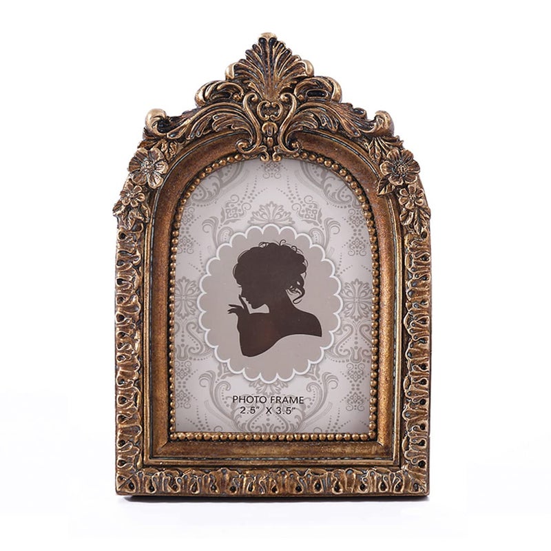 SIKOO Vintage Mini 25  35 Picture Frame Antique Small Ornate Table Top Wall Mounting Photo Frame with High Definition Glass Front for Home Decor Photo Gallery ArtBronze Gold 25x35