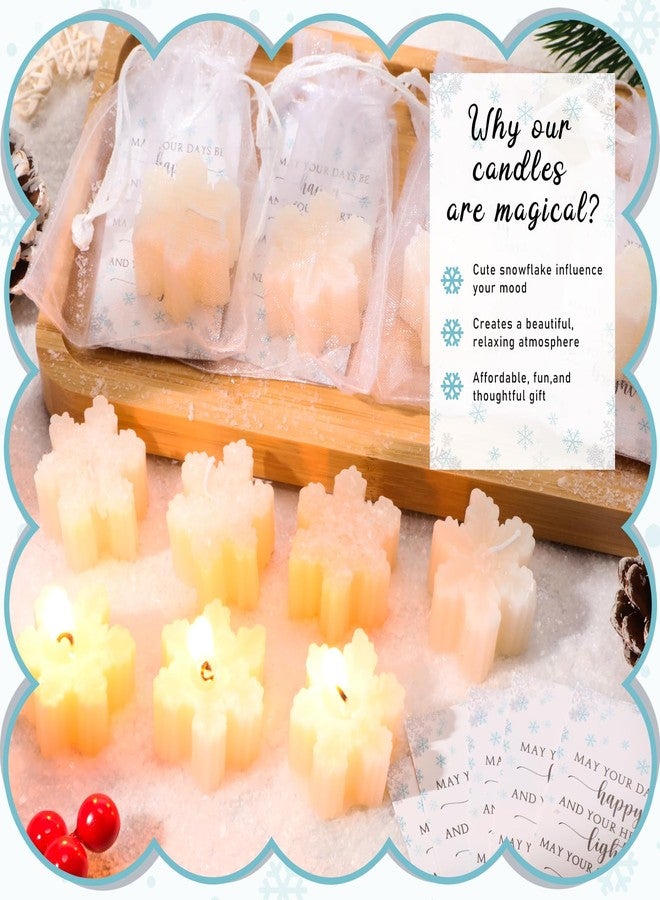 MTLEE 50 Sets Christmas Inspirational Gift Snow Shape Candle Employee Appreciation Gift Art Decor for Christmas Holiday New Year Snowflake Candle Motivational Card with Organza Bag Thank You Favor - Image 5