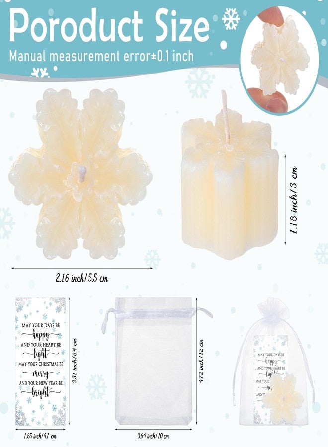 MTLEE 50 Sets Christmas Inspirational Gift Snow Shape Candle Employee Appreciation Gift Art Decor for Christmas Holiday New Year Snowflake Candle Motivational Card with Organza Bag Thank You Favor - Image 2