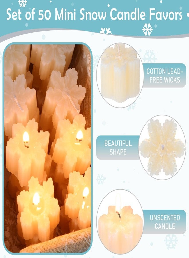 MTLEE 50 Sets Christmas Inspirational Gift Snow Shape Candle Employee Appreciation Gift Art Decor for Christmas Holiday New Year Snowflake Candle Motivational Card with Organza Bag Thank You Favor - Image 3