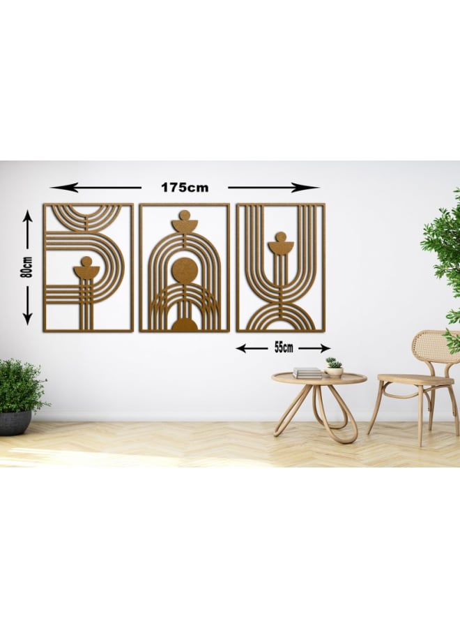 هوم جاليري مجموعة من 3 لوحات جدارية خشبية على شكل قوس هندسي - Image 2