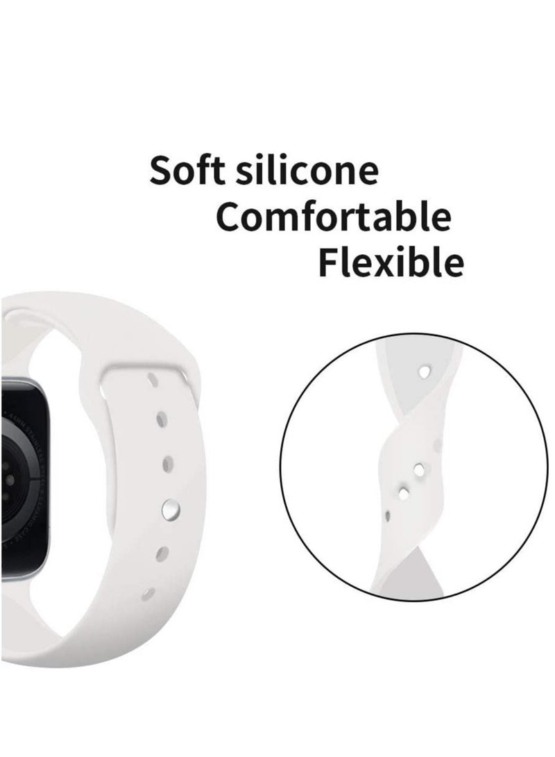 ELTRAZONE Compatible with Apple Watch Band 38mm 40mm 41mm, Soft Silicone Sport Strap Replacement Bands Compatible with Watch Series 7/6/5/4/3/2/1/SE- White - Image 3