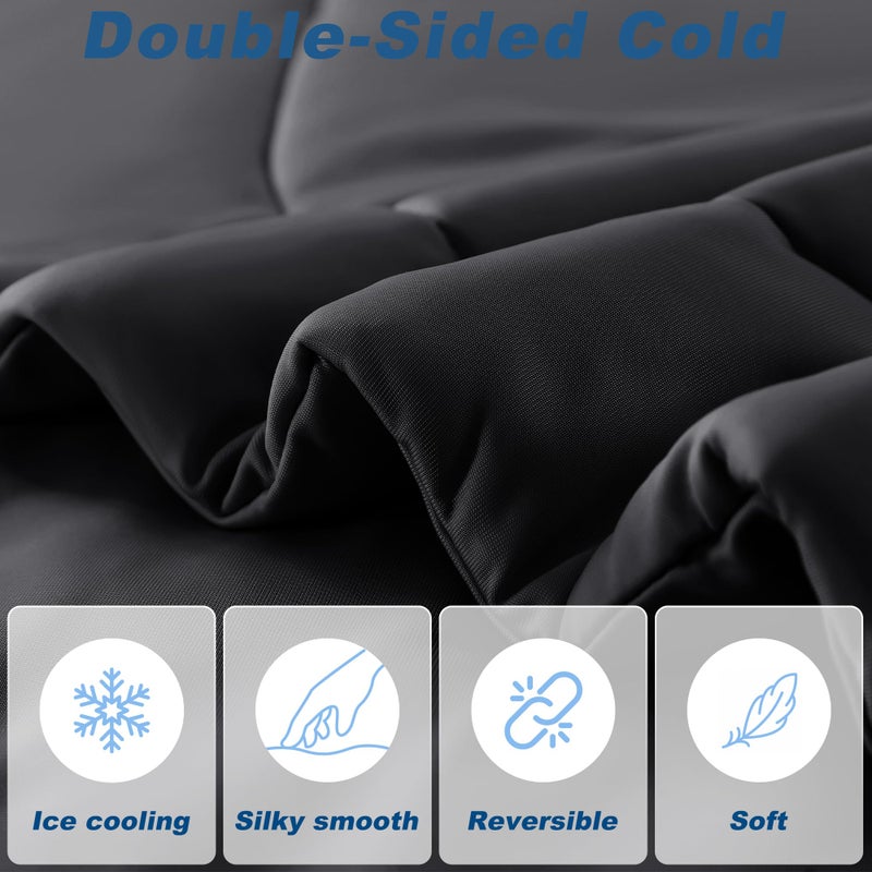 bedsmile Cooling Comforter Queen Size, Double-Sided Cold Tech Fabric Quilted Bed Comforters Cooling Blanket for Hot Sleepers, Breathable Lightweight Summer Bedding, All-Season Ice Blanket, Black - Image 3