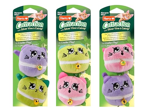 Hartz Cattraction with Silver Vine & Catnip Macaron Mice - 2 Pack,All Breed Sizes - Image 1