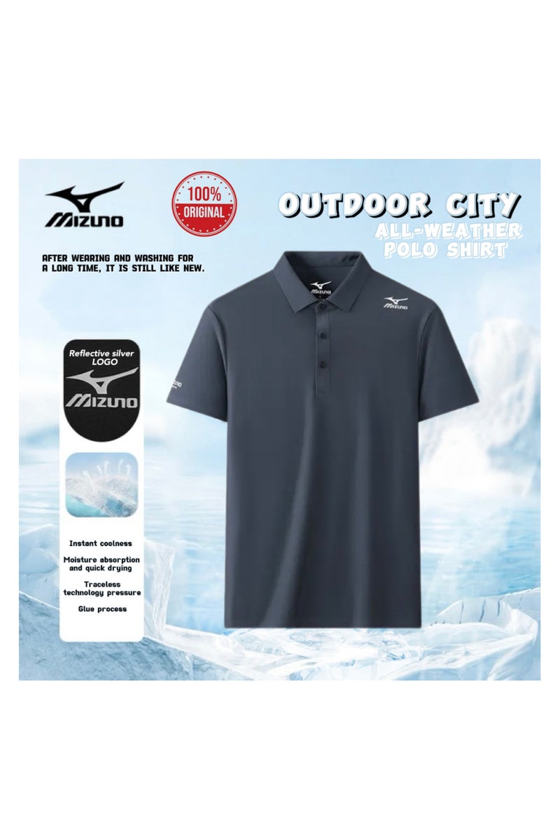 ميزونو قميص رياضي سريع الجفاف للرجال｜صيف 2025 الطبعة الجديدة｜تكنولوجيا المضادة للبكتيريا الباردة على الجليد｜تدريب مصمم خصيصاً ثلاثي الأبعاد سلسلة التسمية السوداء-رمادي داكن-الحجم:XL - Image 1