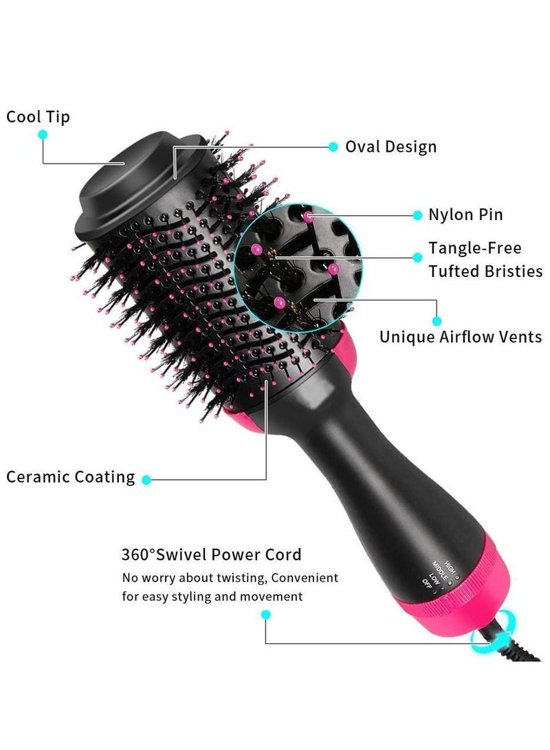 Hot Air Brush One Step Hair Dryer & Curly Hair Comb for All Hair Type with Anti-Scald Feature Multi-Functional High-Power 3-in-1 Salon - Image 3