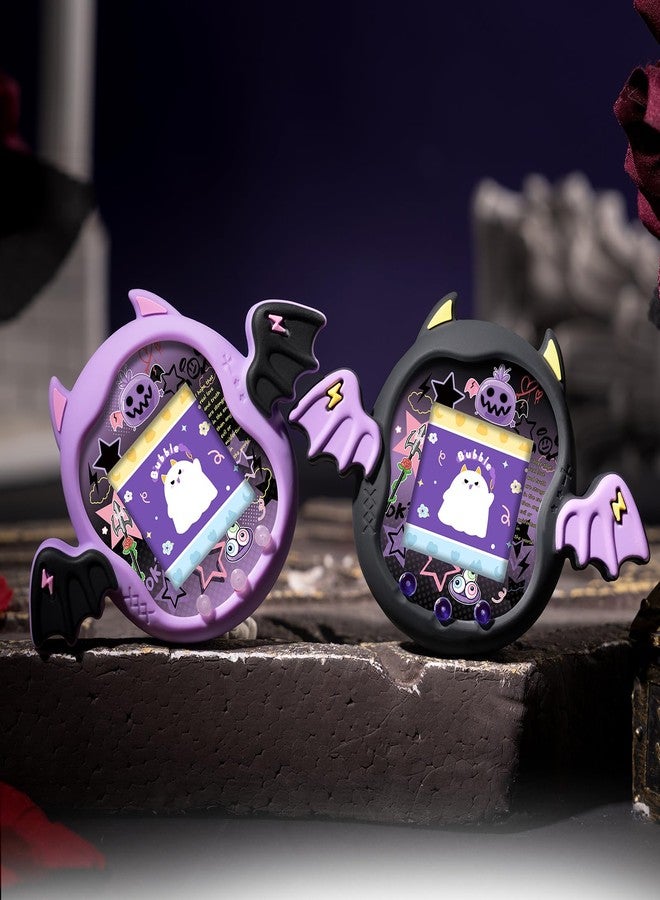 BUBBLELOGUS Devil Wing Case for Tamagotchi Uni, Silicone Cover with Holographic Laser Faceplate Sticker & Star Dust Plug, 3-in-1 Set (Purple) - Image 5