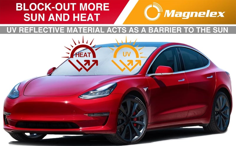 ماغنيليكس مظلة شمسية لزجاج السيارة من Magnelex لطراز Tesla Model 3 Model Y مصنوعة من مادة عاكسة 240T مزودة بفتحة مرآة. مظلة شمسية لطراز Tesla Model 3 و Tesla Model Y قابلة للطي. - Image 3