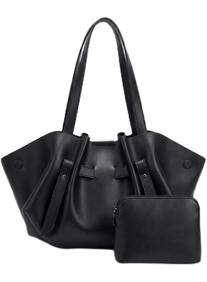 OURA Lia Women's Sculpted Wing Tote Bag with Matching Zip Pouch