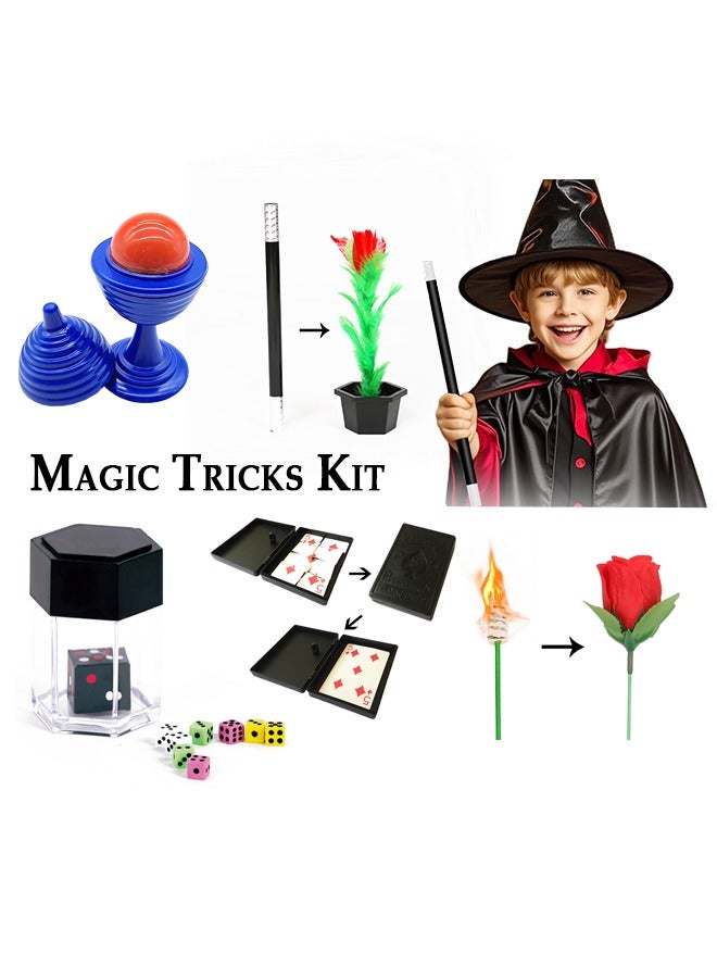 Fancy Magic Trick Toy Set: Dice Props, Magic Ball and Vase, Torch to Rose, Stick to Rose and Magical Card Restoration, Easy Magic Tricks for Kids - Image 1