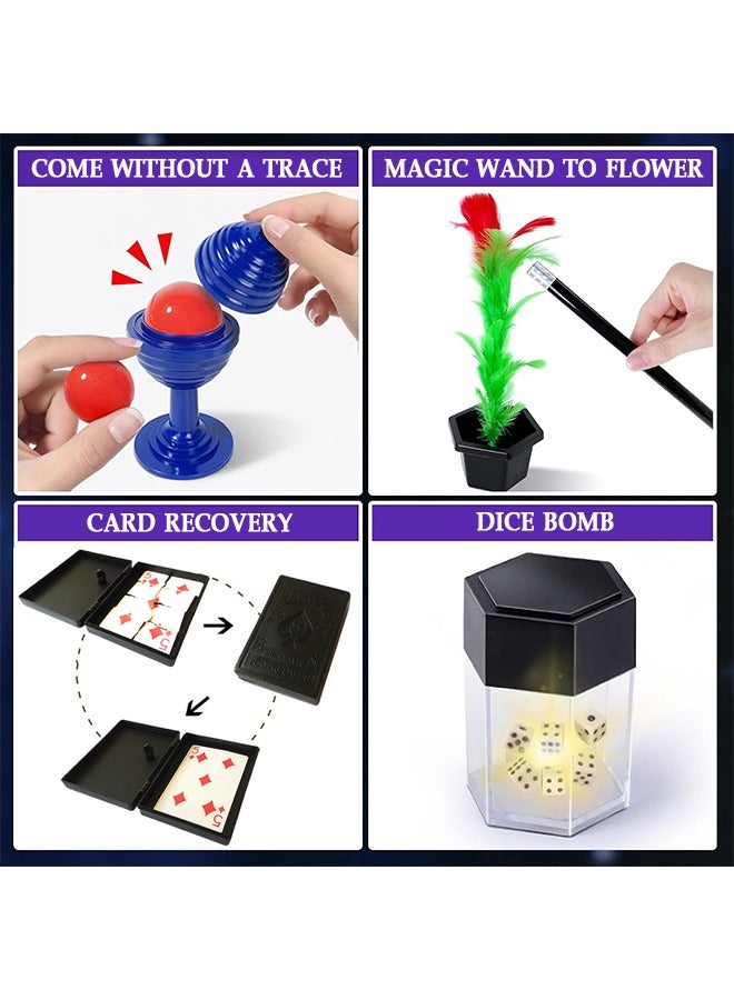 Fancy Magic Trick Toy Set: Dice Props, Magic Ball and Vase, Torch to Rose, Stick to Rose and Magical Card Restoration, Easy Magic Tricks for Kids - Image 2