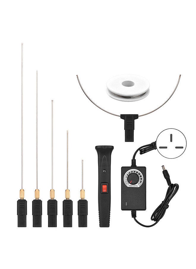 Generic - 24W Handheld Electric Foam Cutter Kit with 5 Straight Tips & 1 Arch Tip Adjustable Temperature Portable Foam Cutting Pen Hot Wire Cutter Styrofoam Cutting Tool Engraver - Image 1