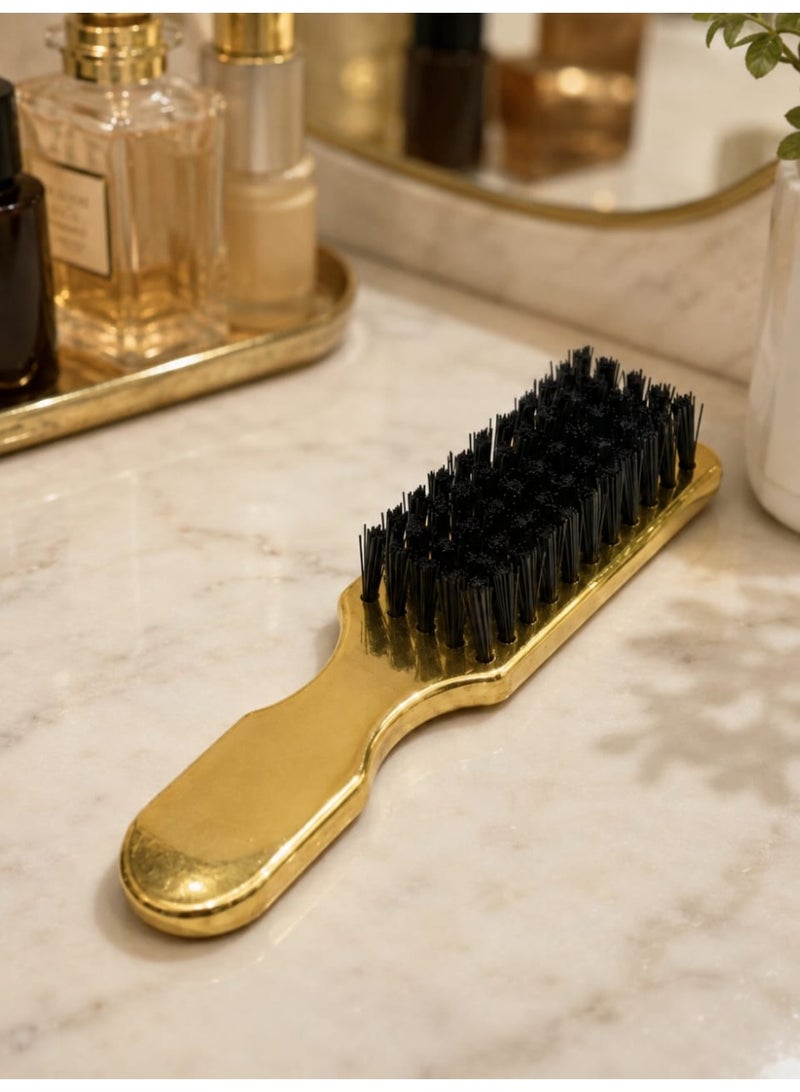 Small beard brush with soft bristles – styling brush for beard and mustache for daily use (Gold) - Image 3