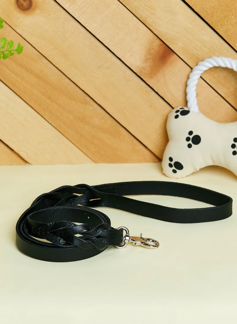 NA-KD Pets Black Braid Detail Leather Dog Leash