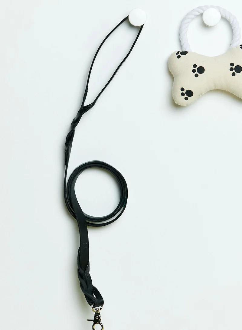 NA-KD Pets Black Braid Detail Leather Dog Leash