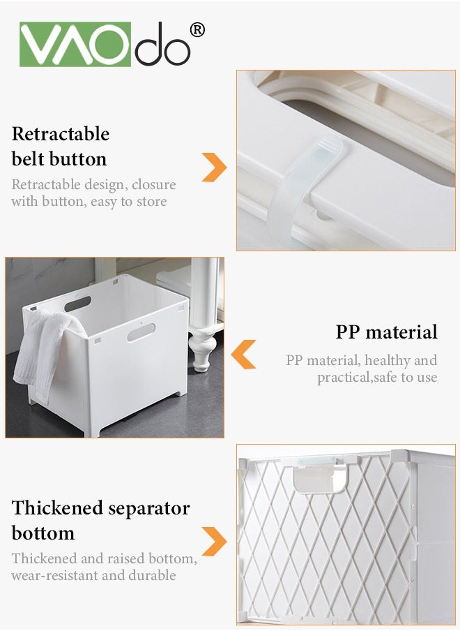 VAOdo - Plastic Collapsible Hanging Laundry Hamper, Space-Saving Wall Hanging Laundry Basket Durable Tall Folding Plastic Laundry Hamper Waterproof Dirty Clothes Organizer - Image 1