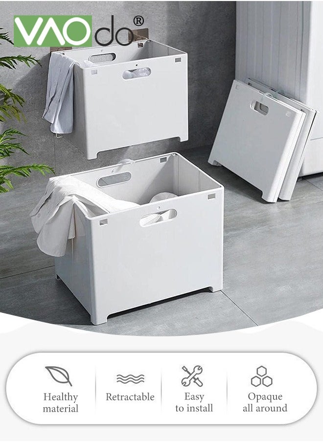 VAOdo - Plastic Collapsible Hanging Laundry Hamper, Space-Saving Wall Hanging Laundry Basket Durable Tall Folding Plastic Laundry Hamper Waterproof Dirty Clothes Organizer - Image 1