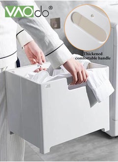 VAOdo Plastic Collapsible Hanging Laundry Hamper, Space-Saving Wall Hanging Laundry Basket Durable Tall Folding Plastic Laundry Hamper Waterproof Dirty Clothes Organizer  - Image 2