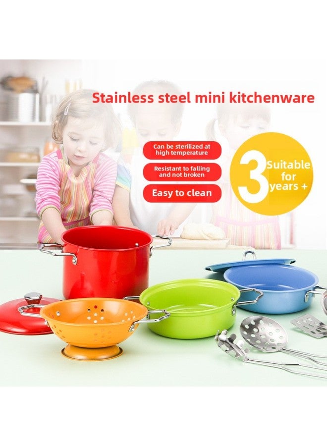 Children's Toy Set Play House Stainless Steel Kitchen Toy Boy Really Boiled Girl Toy Mini Kitchenette-Specifications:Color No Hand Set-Chopsticks - Image 3
