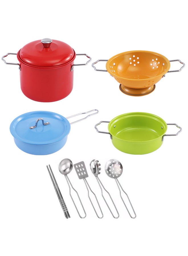 Children's Toy Set Play House Stainless Steel Kitchen Toy Boy Really Boiled Girl Toy Mini Kitchenette-Specifications:Color No Hand Set-Chopsticks - Image 1