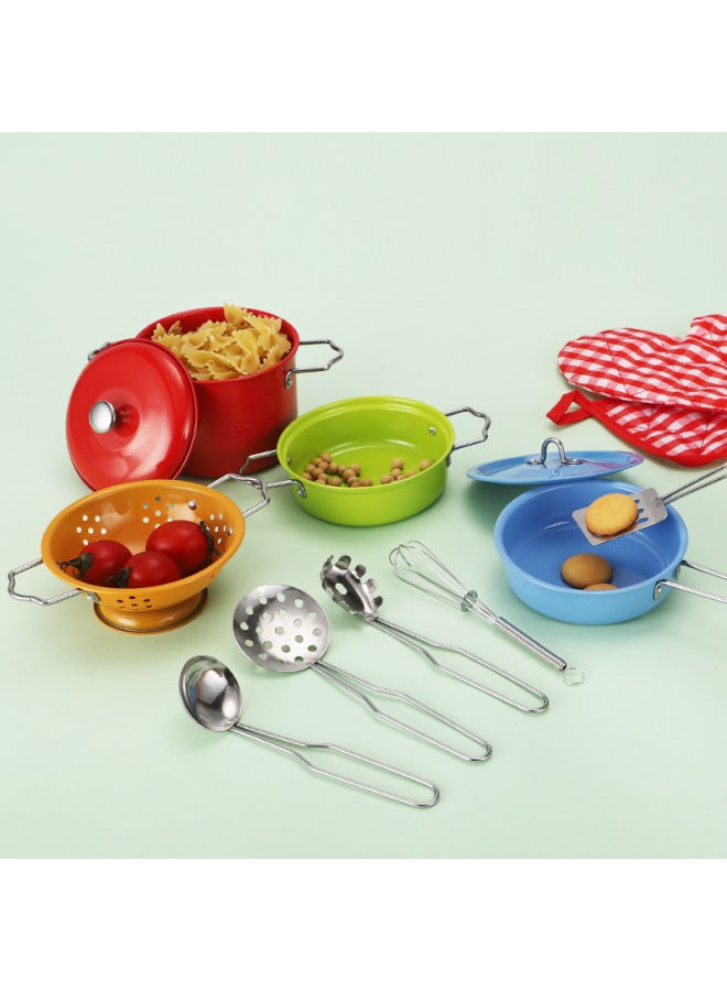 Children's Toy Set Play House Stainless Steel Kitchen Toy Boy Really Boiled Girl Toy Mini Kitchenette-Specifications:Color No Hand Set-Chopsticks - Image 2