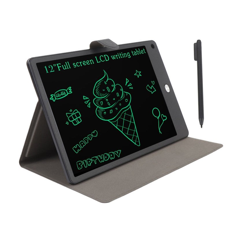 12 Inch LCD Writing Tablet with PU Case - Eye Caring Pressure Sensitive Technology Erasable Drawing Tablet for Reusable Electronic Doodle Board for Home Office School - Image 1