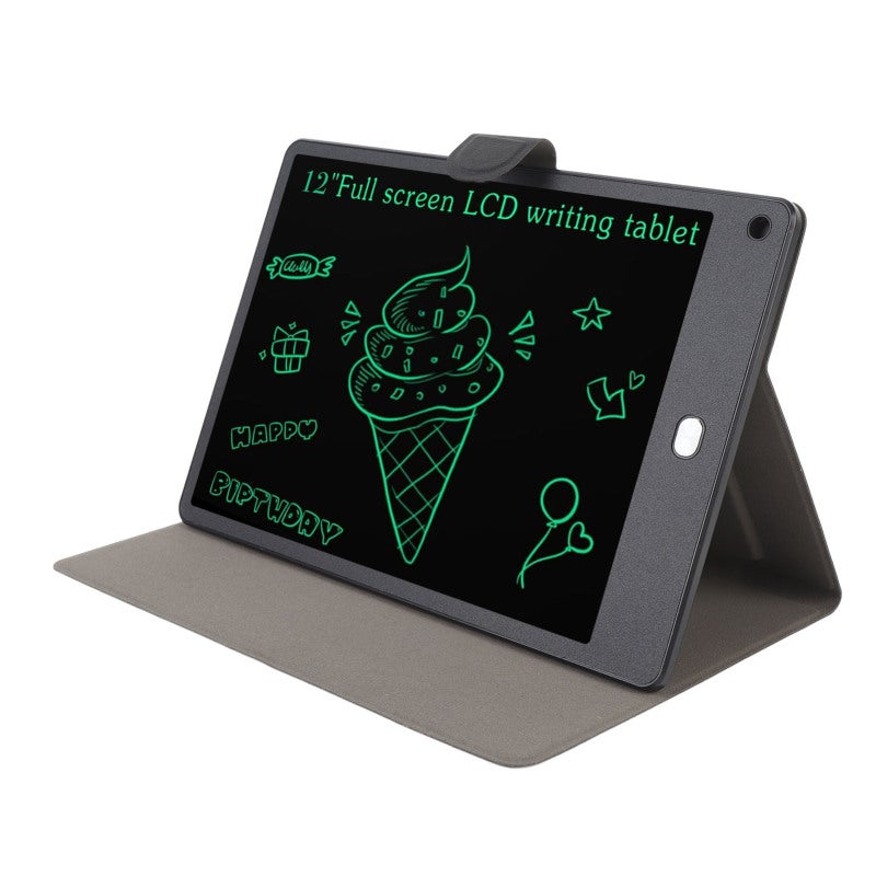 12 Inch LCD Writing Tablet with PU Case - Eye Caring Pressure Sensitive Technology Erasable Drawing Tablet for Reusable Electronic Doodle Board for Home Office School - Image 2