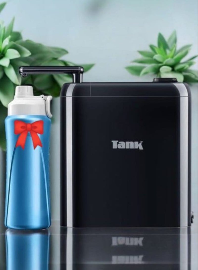 Tank Pro Water Filter - 6 Pressurized Filtration Functions Black Digital Timer + Tank Me Super Cool Bottle 1L - Blue Free
