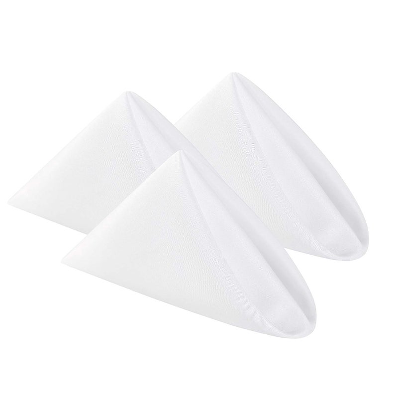Cloth Napkins 17x17 inch Washable Polyester Dinner Napkins Soft Table Napkins for Wedding Party Dining BanquetWhite12PCS