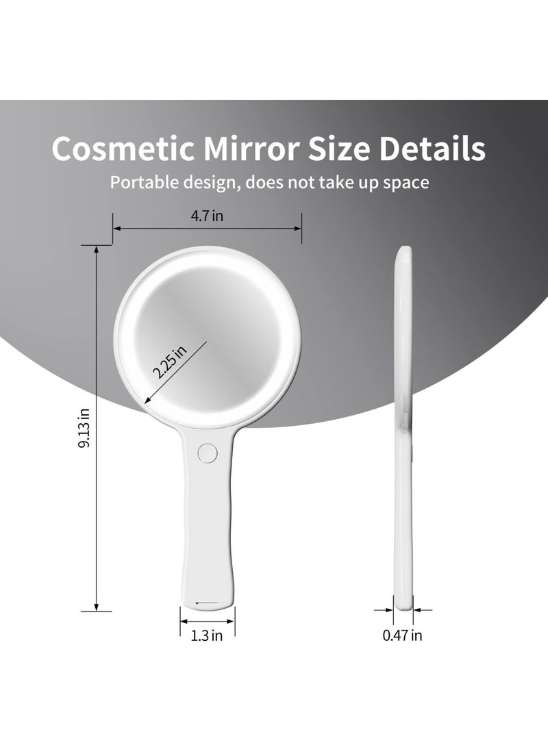 Handheld Mirror Cordless Rechargeable Handheld Light Up Mirror Technology Coating Not Easy to Leave Fingerprints Suitable for Carrying Travel Makeup Shaving