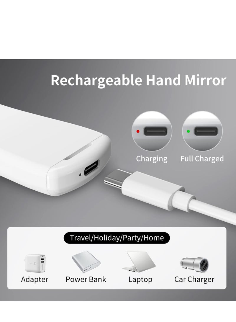 Handheld Mirror Cordless Rechargeable Handheld Light Up Mirror Technology Coating Not Easy to Leave Fingerprints Suitable for Carrying Travel Makeup Shaving