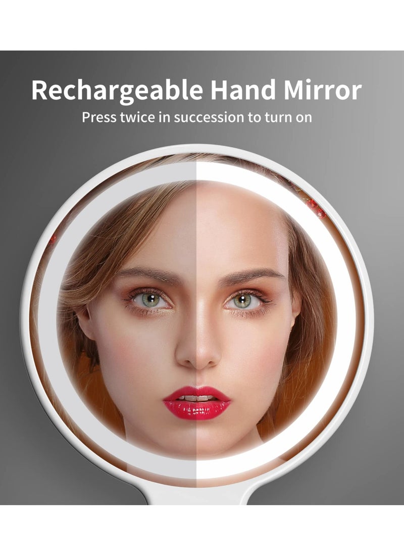 Handheld Mirror Cordless Rechargeable Handheld Light Up Mirror Technology Coating Not Easy to Leave Fingerprints Suitable for Carrying Travel Makeup Shaving