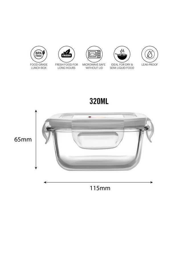 Cello CELLO Delighta Square Borosilicate Glass Lunch Box with Jacket, 320ml, Set of 3 | Vertical Glass Lunch Boxes | Microwave Safe and Leak Proof | Tiffin for Office/School/College | Transparent  - Image 3