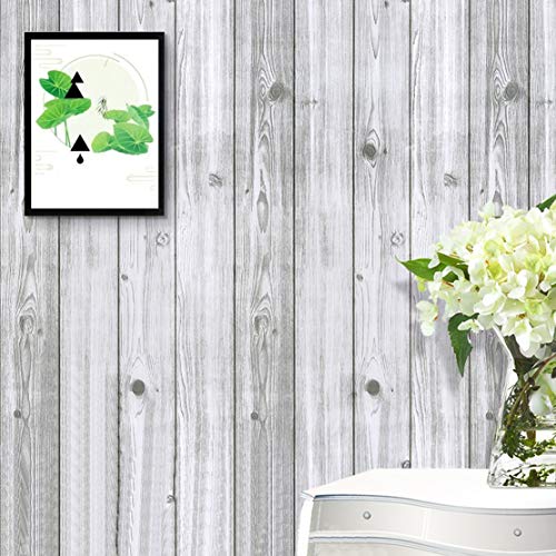 wolpin Wall Stickers Wallpaper Wood Grain (45 x 500 cm) Waterproof Plank Nautical Home Office, Furniture, Door, Wardrobe, Kids Room, Decoration, DIY Self Adhesive, Gray - Image 2