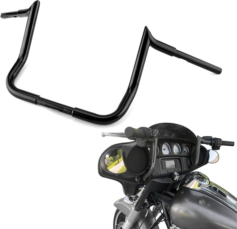 Mofun 10" Rise Ape Hangers Handlebar for Harley Touring Models 1986-2023 - Gloss Black - Image 1