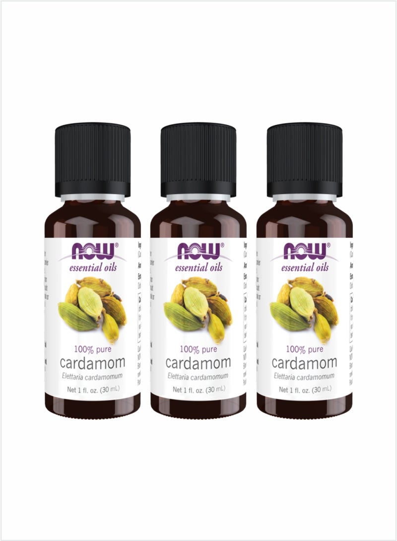 NOW Cardamom Essential Oil - Spicy Aromatherapy Blend, 30ml (Pack of 3)