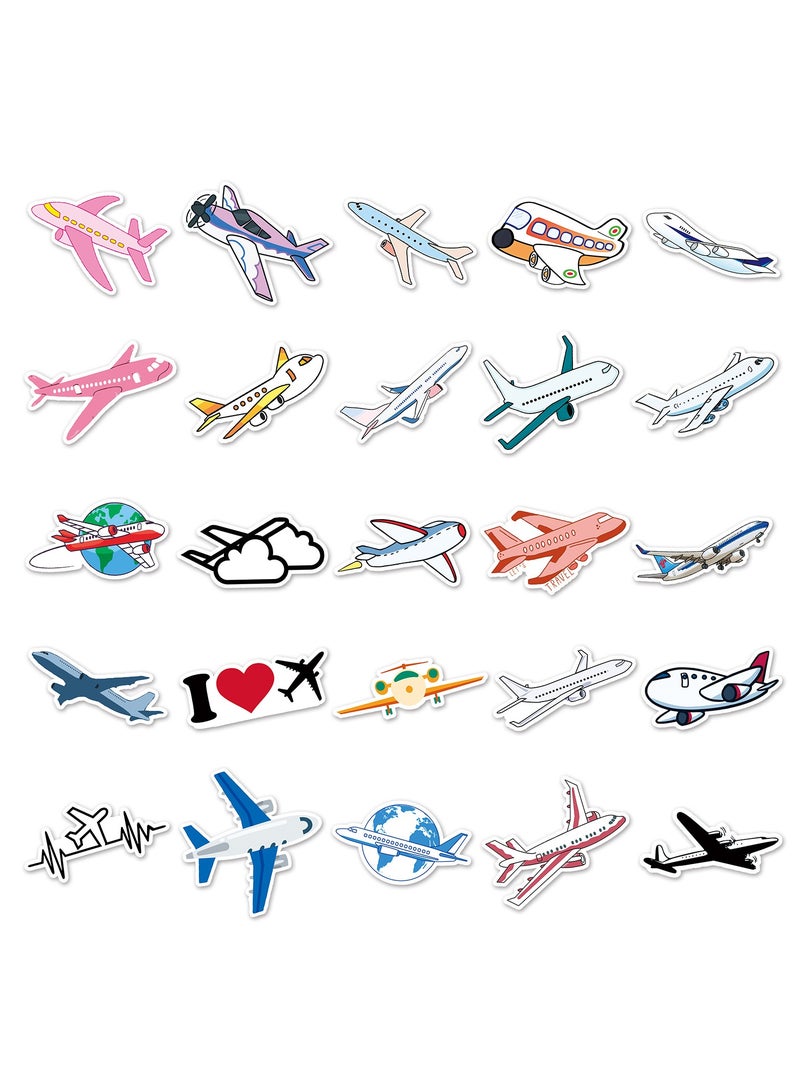 50Pcs Plane Stickers Airplane Aircraft Waterproof Vinyl Decals for Water Bottles Bicycle Laptop Refrigerator Luggage Computer Mobile Phone Skateboard Bike Decor - Image 2