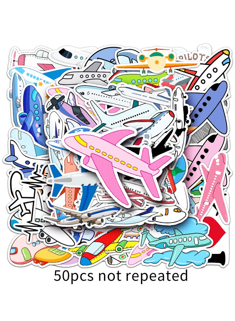 50Pcs Plane Stickers Airplane Aircraft Waterproof Vinyl Decals for Water Bottles Bicycle Laptop Refrigerator Luggage Computer Mobile Phone Skateboard Bike Decor - Image 4