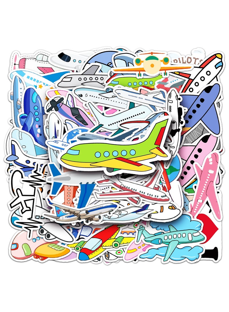 50Pcs Plane Stickers Airplane Aircraft Waterproof Vinyl Decals for Water Bottles Bicycle Laptop Refrigerator Luggage Computer Mobile Phone Skateboard Bike Decor - Image 1