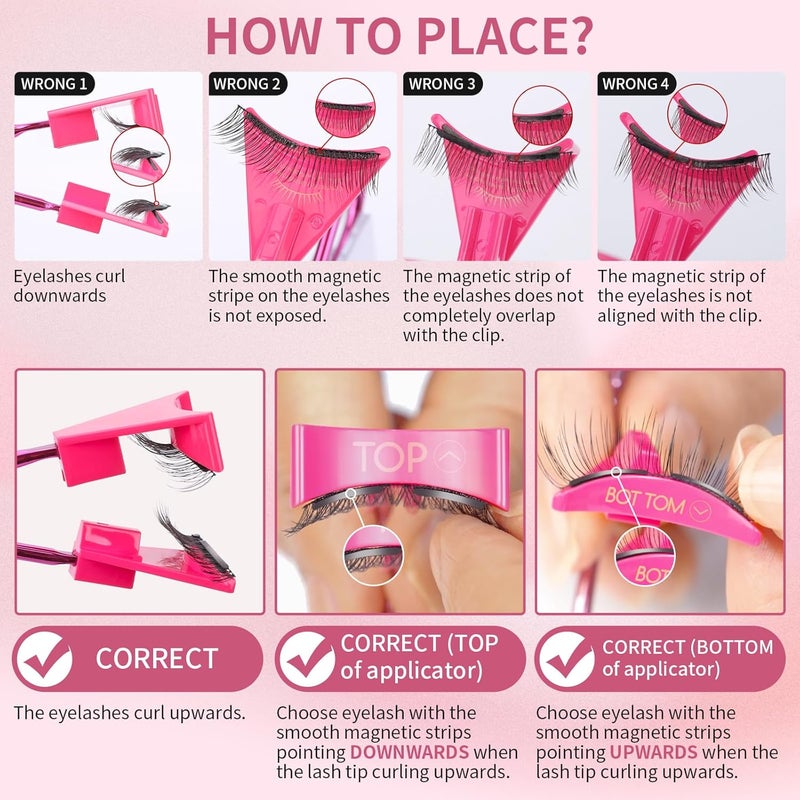 MLEN DIARY رموش مغناطيسية مزدوجة رموش مغناطيسية بدون كحل 4D مظهر طبيعي قابلة لإعادة الاستخدام سهلة الارتداء مغناطيسات ناعمة رموش مزيفة مع أداة تطبيق بدون غراء - Image 5