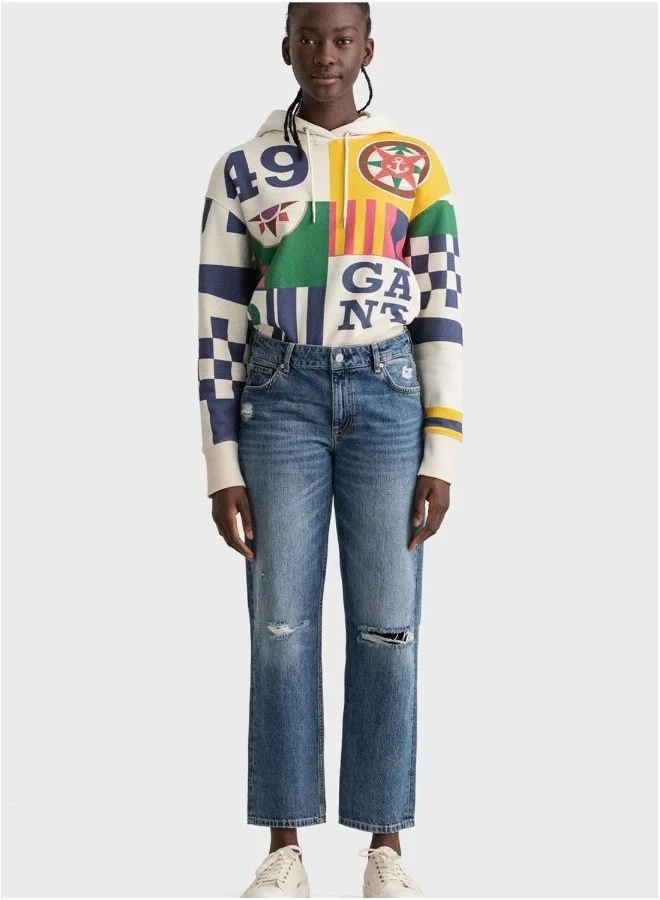 GANT High Waist Ripped Jeans